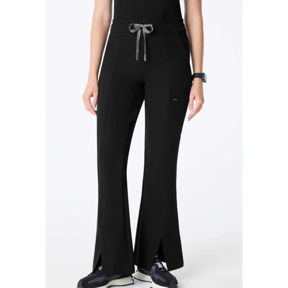 FIGS Montal High Waisted Flare Scrub Pant Women 2XLR Black NWT High Rise Slit